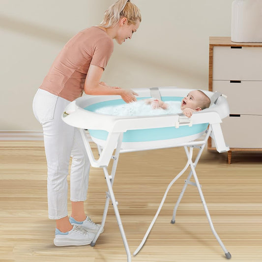 Baignoire Bébé Sur Pied Avec Support Bleu