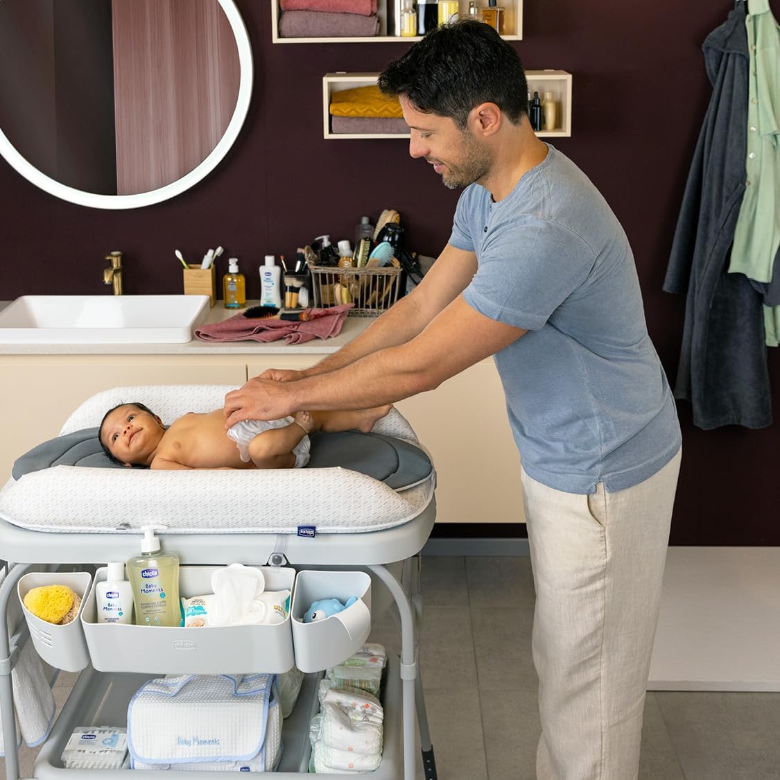 Baignoire Bebe Table à Langer Avec Rangement Blanc