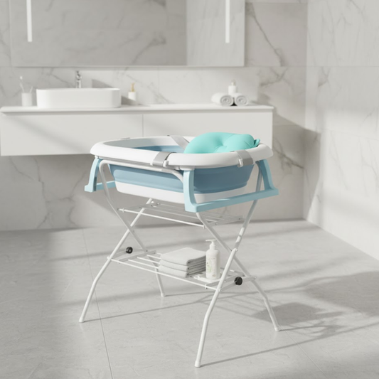 Baignoire Bébé Sur Pied Pliable Bleu