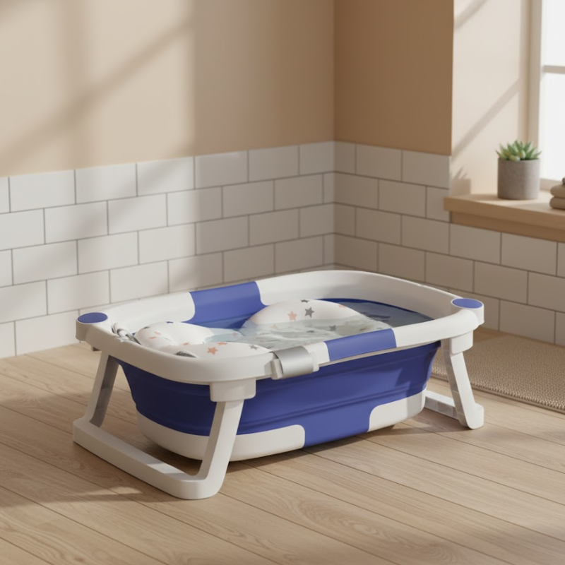 Baignoire Pliable Bébé Avec Support Bleu