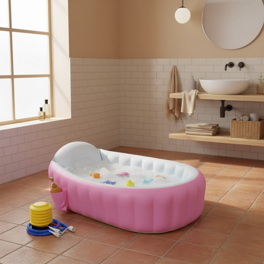 Baignoire Bébé Gonflable Avec Pompe Rose