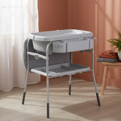 Fasciatoio per bagnetto con contenitore grigio