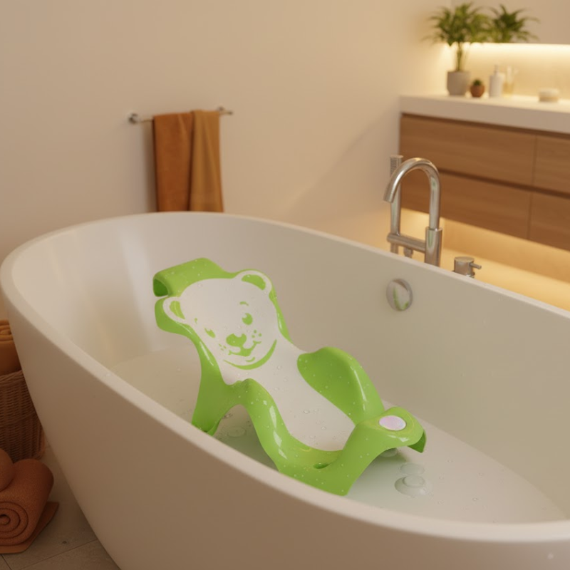 Asiento de baño para bebé con ventosas verde