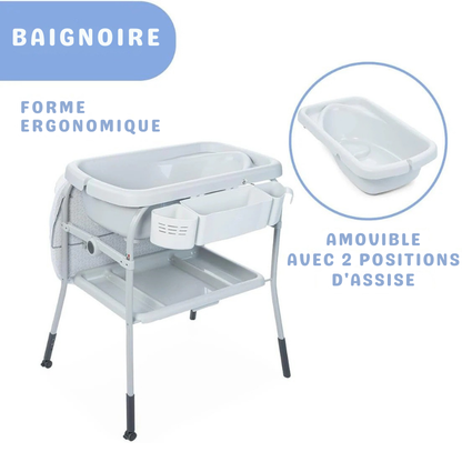 Fasciatoio per bagnetto con contenitore blu