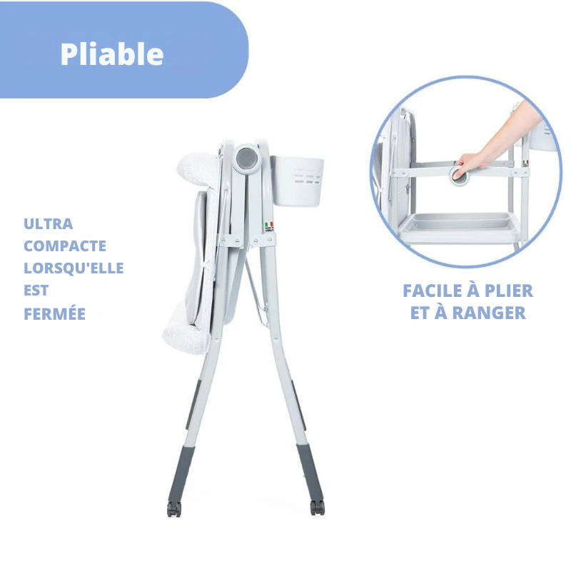 Fasciatoio per bagnetto con contenitore blu