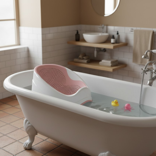 Asiento de baño antideslizante para bebé de color rosa