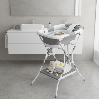 Baignoire Bébé Sur Pied Pliable Grise
