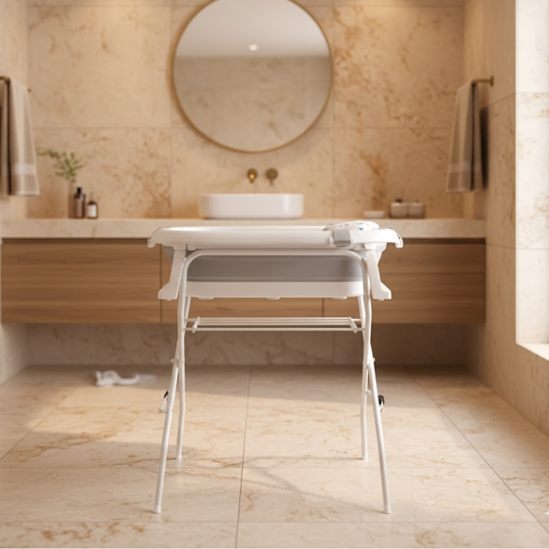 Baignoire Bébé Sur Pied Pliable Blanc