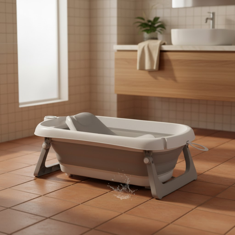Baignoire Bébé Pliable Avec Transat Gris