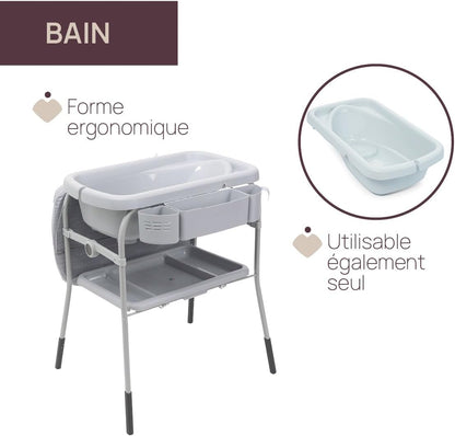 Baignoire Bebe Table à Langer Avec Rangement Gris