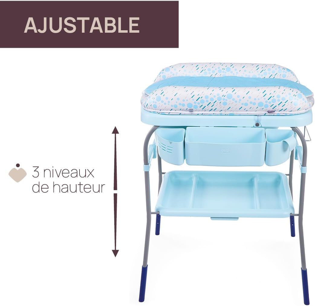 Baignoire Bebe Table à Langer Avec Rangement Bleu