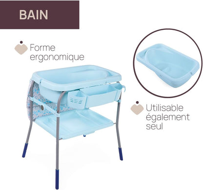 Baignoire Bebe Table à Langer Avec Rangement Bleu