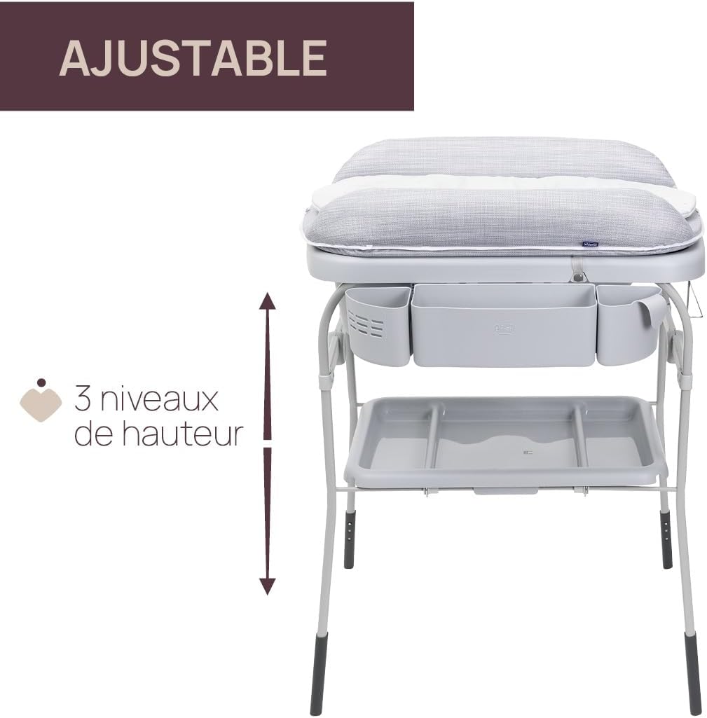 Baignoire Bebe Table à Langer Avec Rangement Gris
