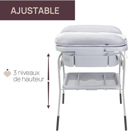Baignoire Bebe Table à Langer Avec Rangement Gris