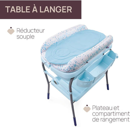 Baignoire Bebe Table à Langer Avec Rangement Bleu