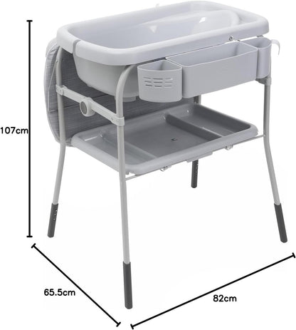 Baignoire Bebe Table à Langer Avec Rangement Gris