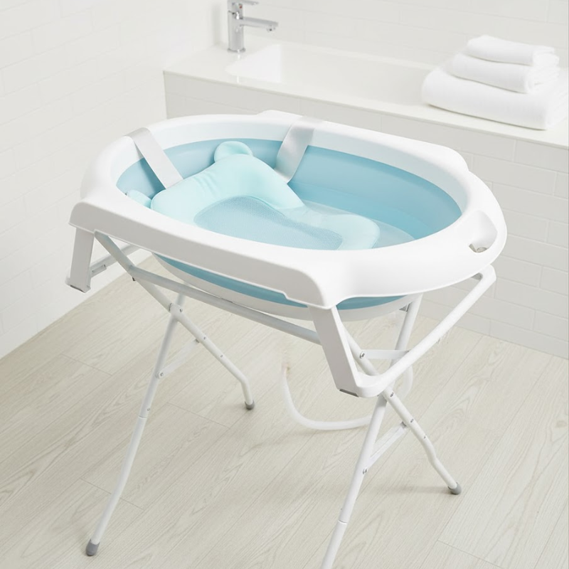 Baignoire Bébé Sur Pied Avec Support Bleu