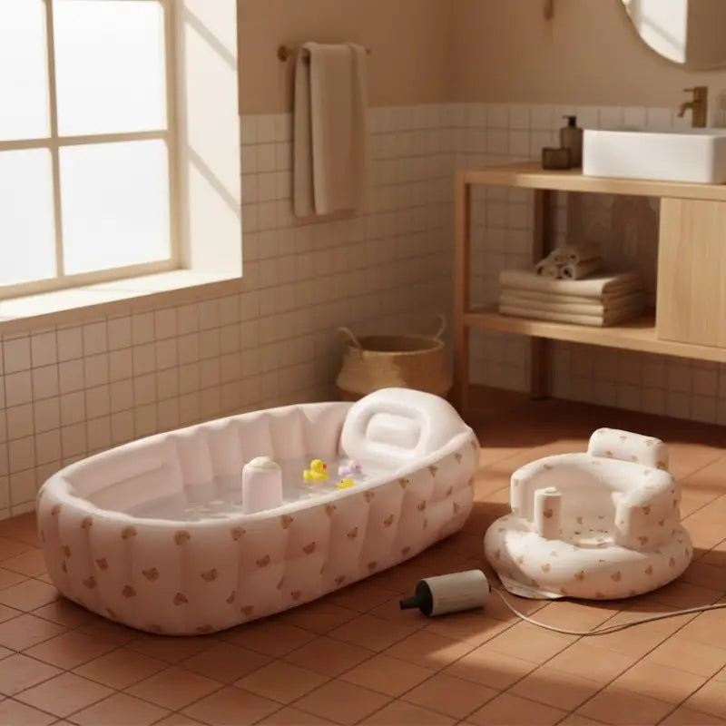 Baignoire Bébé Gonflable Avec Pompe et Siège de bain