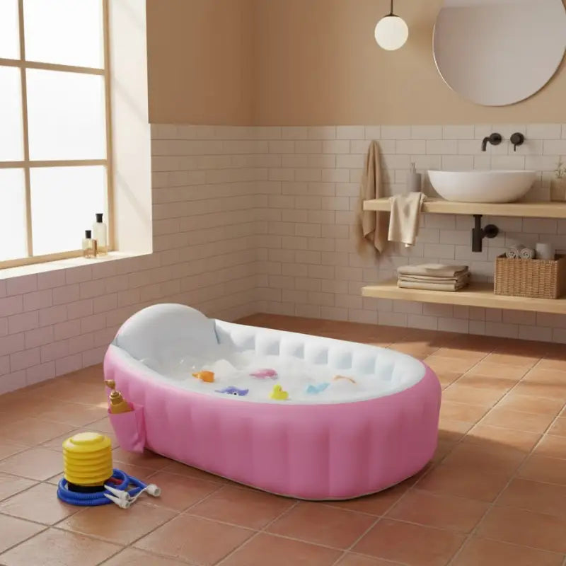 Baignoire Bébé Gonflable Avec Pompe Rose