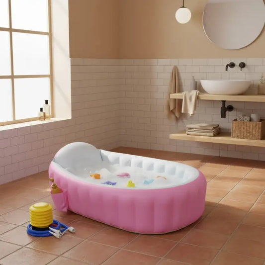 Baignoire Bébé Gonflable Avec Pompe Rose