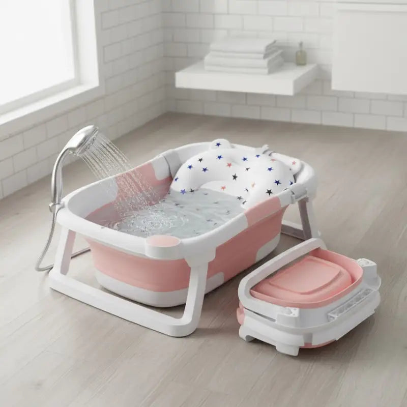 Baignoire Bebe Pliable Avec Douchette Rose