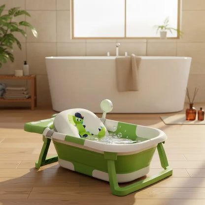 Baignoire Bébé Pliable Avec Thermomètre Vert