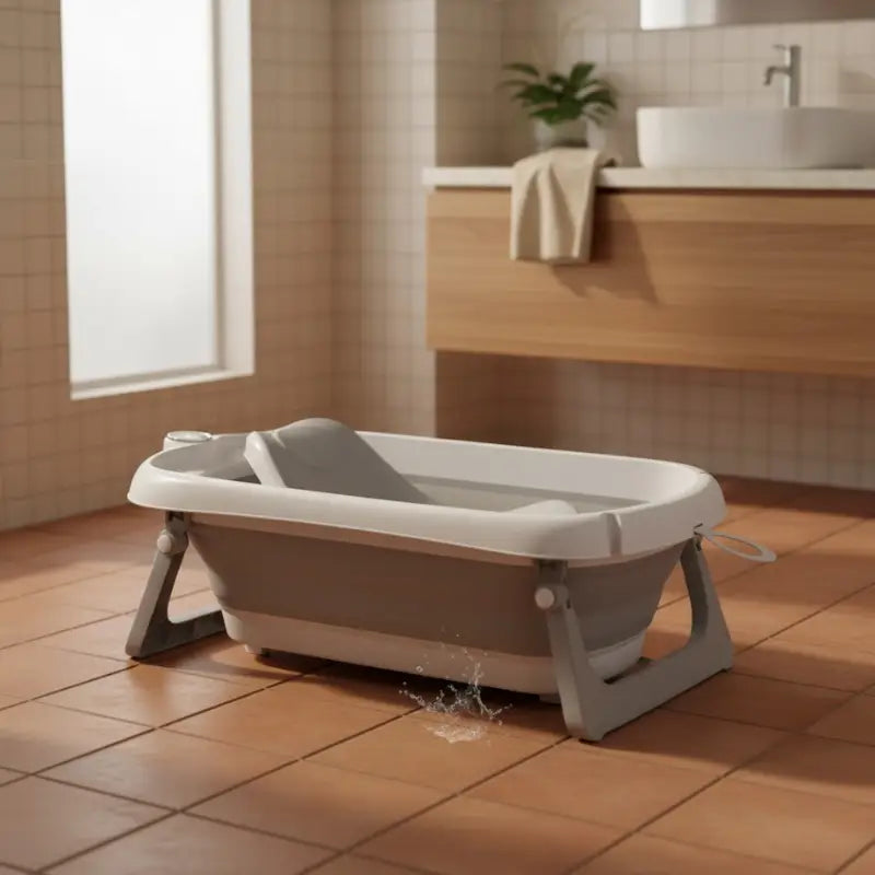 Baignoire Bébé Pliable Avec Transat Gris