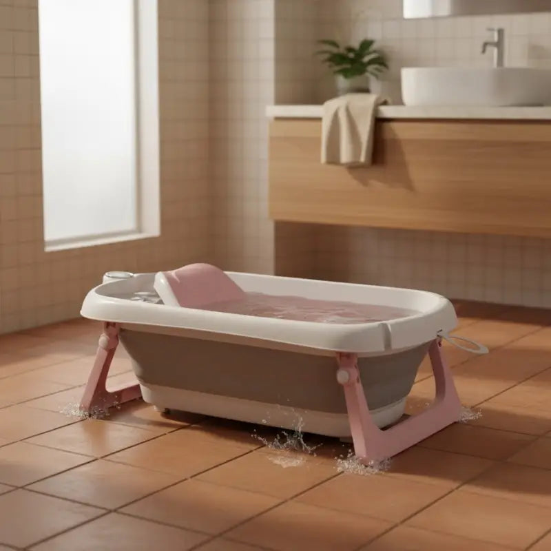 Baignoire Bébé Pliable Avec Transat Rose