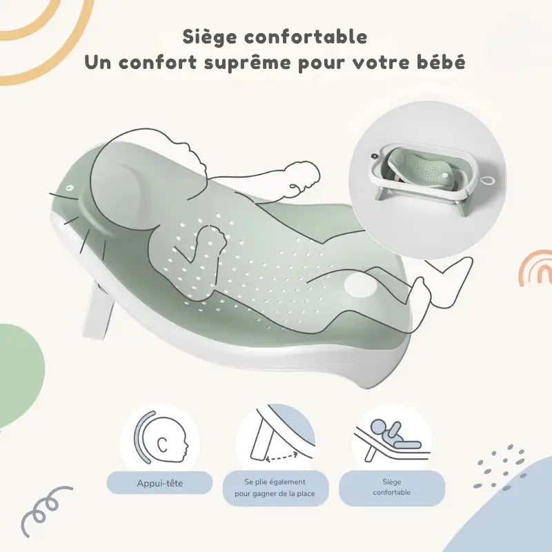 Baignoire Bébé Pliable Avec Transat Vert