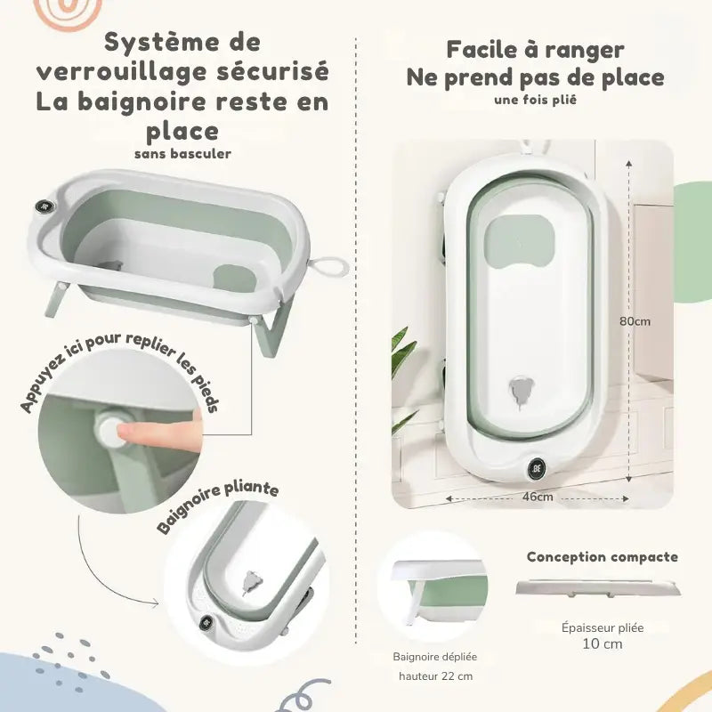 Baignoire Bébé Pliable Avec Transat Vert