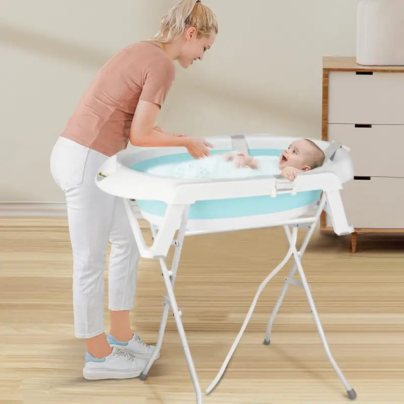 Baignoire Bébé Sur Pied Avec Support Bleu