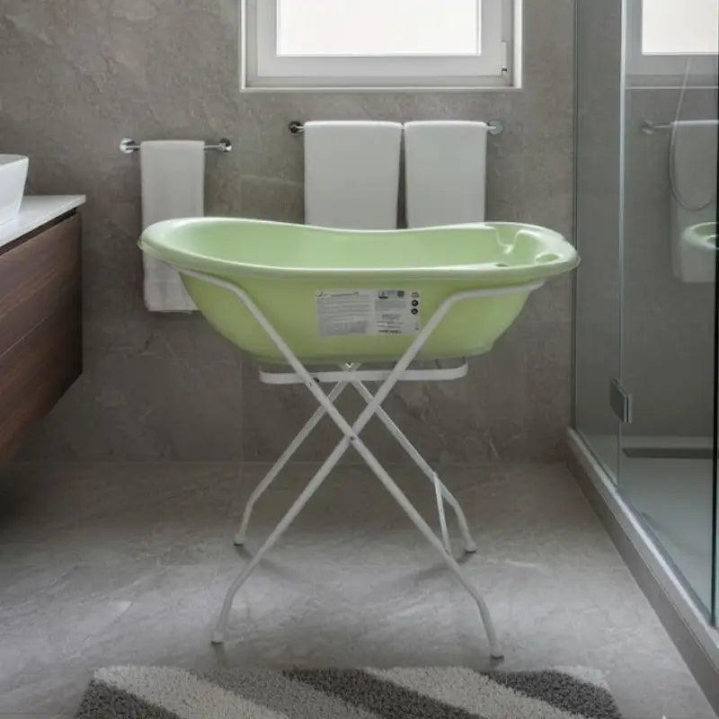Baignoire Bebe Sur Pied Avec Thermomètre Vert