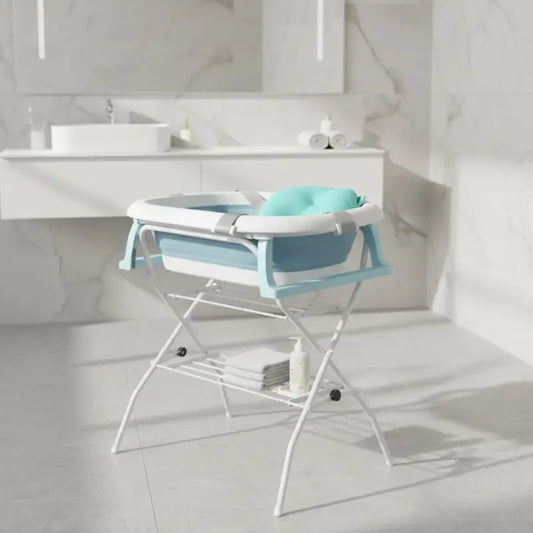 Baignoire Bébé Sur Pied Pliable Bleu