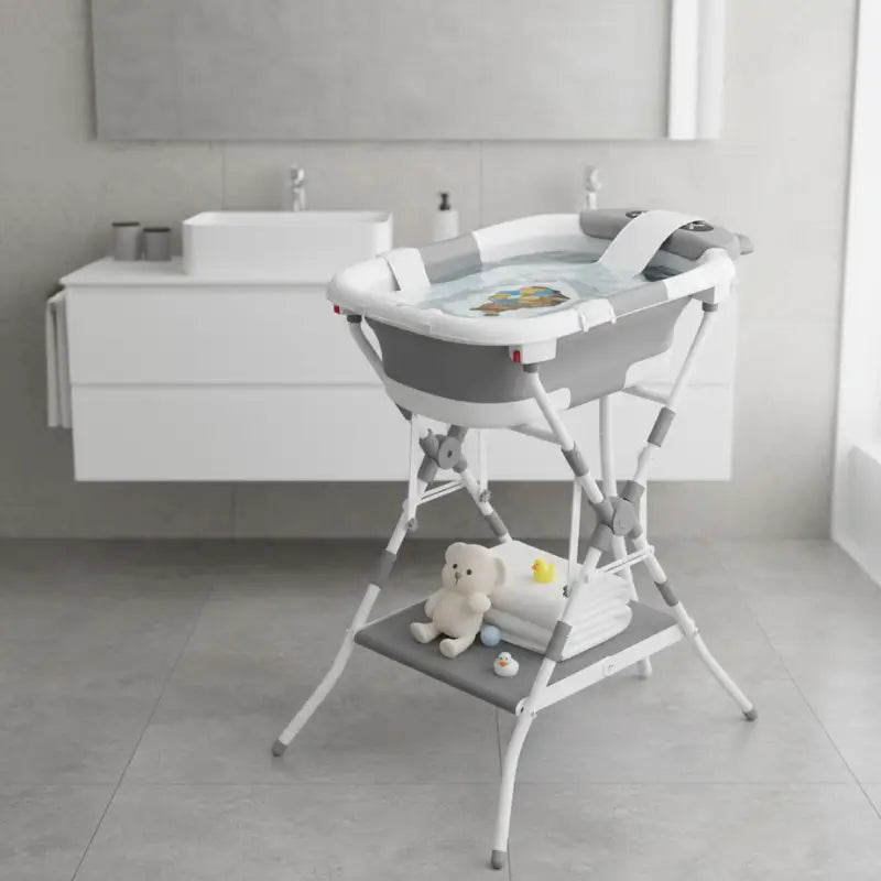Baignoire Bébé Sur Pied Pliable Grise