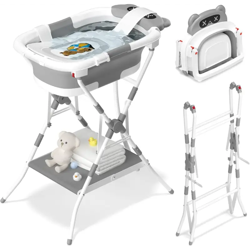 Baignoire Bébé Sur Pied Pliable Grise