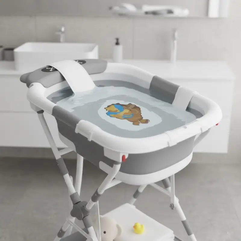 Baignoire Bébé Sur Pied Pliable Grise