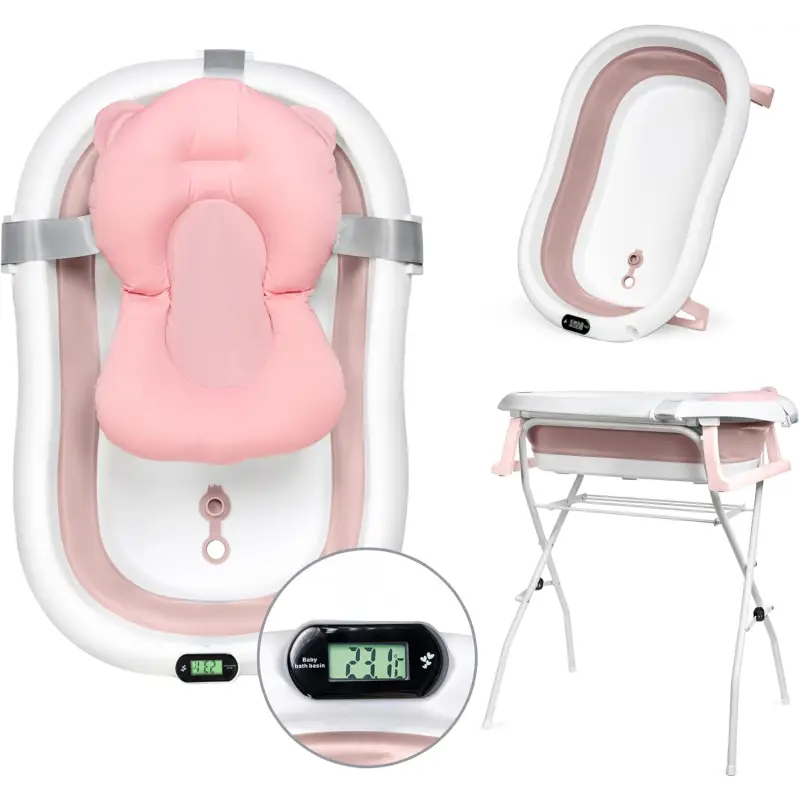 Baignoire Bébé Sur Pied Pliable Rose