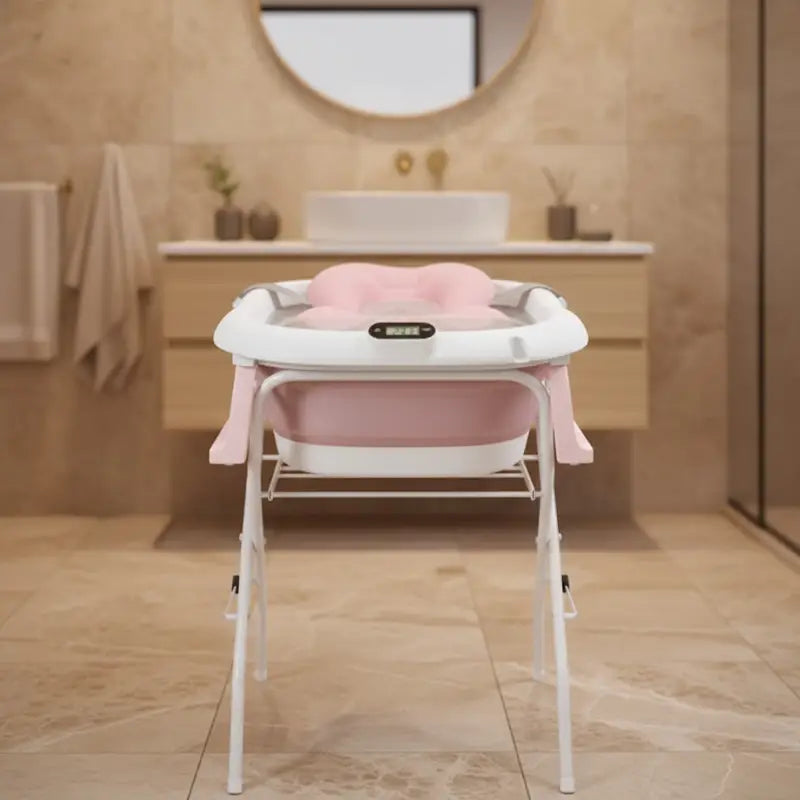 Baignoire Bébé Sur Pied Pliable Rose