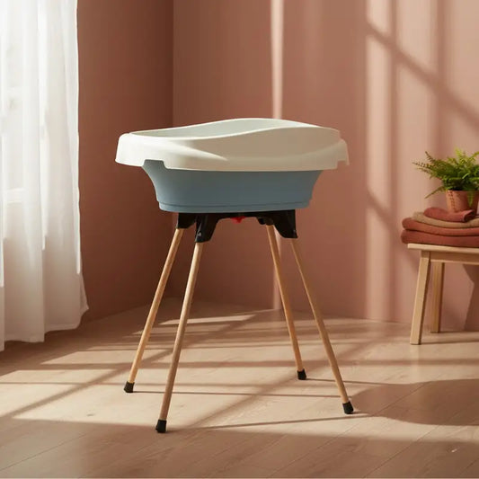 Baignoire Bebe Table a Langer 2 en 1 Bleu